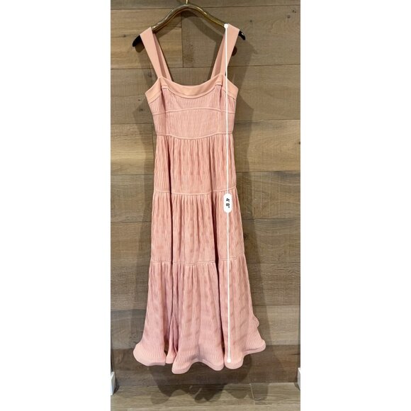 JONATHAN SIMKHAI Celleste Pink Plisse Midi Dress Size 8 - Picture 4 of 11